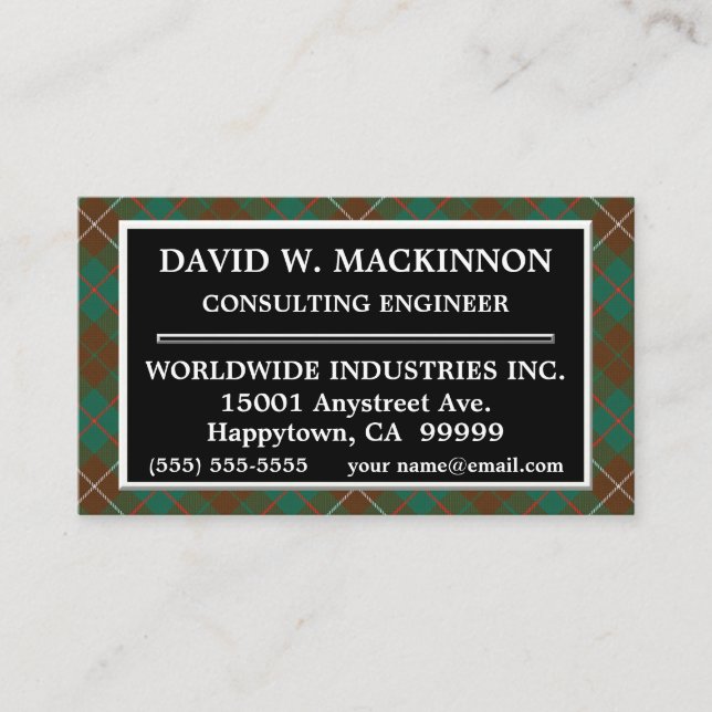 Scottish Clan MacKinnon Hunting Tartan Plaid Business Card (Front)