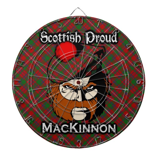 Scottish Clan MacKinnon Tartan Dartboard (Front)