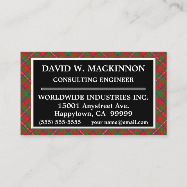 Scottish Clan MacKinnon Tartan Plaid Business Card (Front)