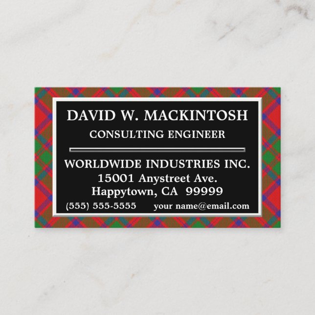 Scottish Clan MacKintosh Tartan Plaid Business Card (Front)