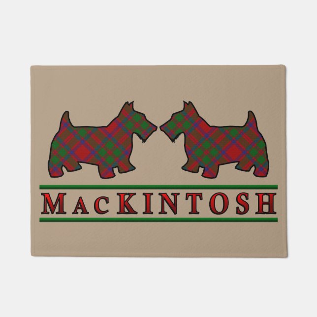 Scottish Clan MacKintosh Tartan Scottie Dogs Doormat (Front)