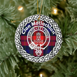Scottish Clan Maclachlan Tartan and Crest Ceramic Tree Decoration