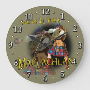 Scottish Clan MacLachlan Tartan Large Clock