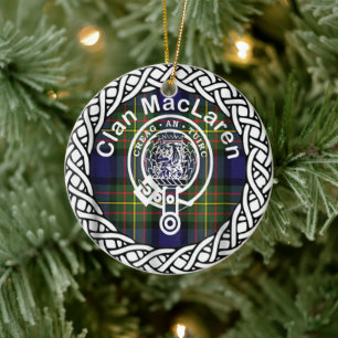 Scottish Clan MacLaren Tartan and Crest Ceramic Tree Decoration