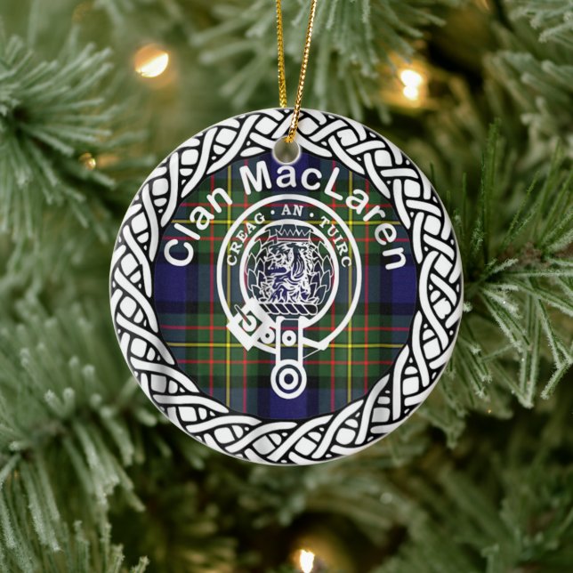 Scottish Clan MacLaren Tartan and Crest Ceramic Tree Decoration (Tree)
