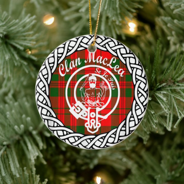 Scottish Clan Maclea Tartan and Crest Ceramic Tree Decoration (Tree)