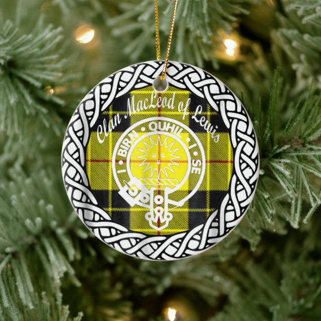 Scottish Clan MacLead Of Lewis Tartan and Crest Ceramic Tree Decoration (Tree)