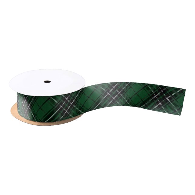 Scottish Clan MacLean Green Black Hunting Tartan Satin Ribbon (Spool)