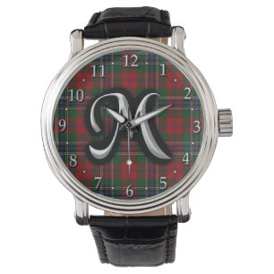 Scottish Clan MacLean M Monogram Tartan Watch