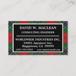 Scottish Clan MacLean Tartan Plaid Business Card