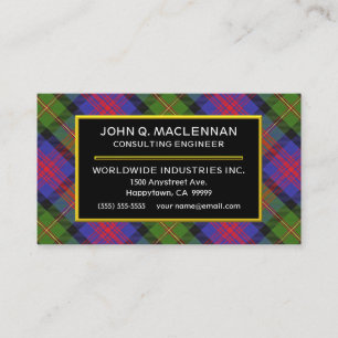 Scottish Clan MacLennan Tartan Plaid Business Card