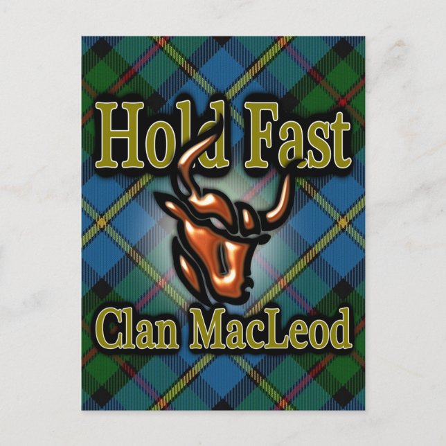 Scottish Clan MacLeod Hold Fast Tartan Postcard (Front)