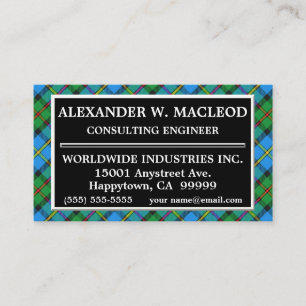 Scottish Clan MacLeod of Harris Tartan Plaid Business Card