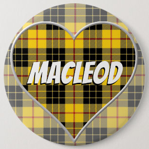 Scottish Clan MacLeod of Lewis Love Tartan Heart 6 Cm Round Badge