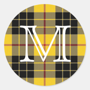 Scottish Clan MacLeod of Lewis Tartan Monogram Classic Round Sticker