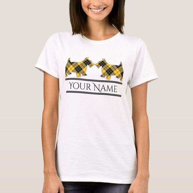 Scottish Clan MacLeod of Lewis Tartan Scottie Dogs T-Shirt (Front)