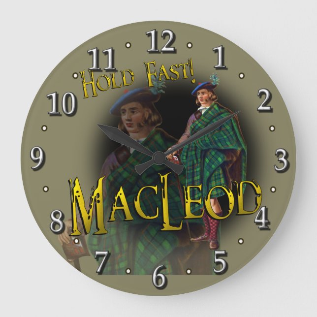 Scottish Clan MacLeod Tartan Large Clock (Front)