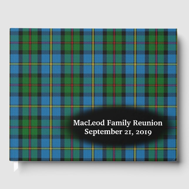 Scottish Clan MacLeod Tartan Plaid Family Reunion Guest Book (Front)