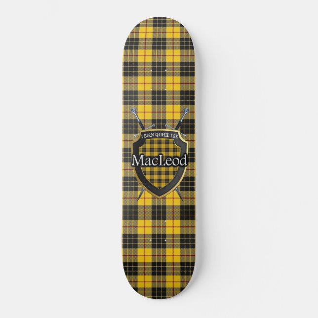 Scottish Clan MacLeod Tartan Shield Skateboard (Front)