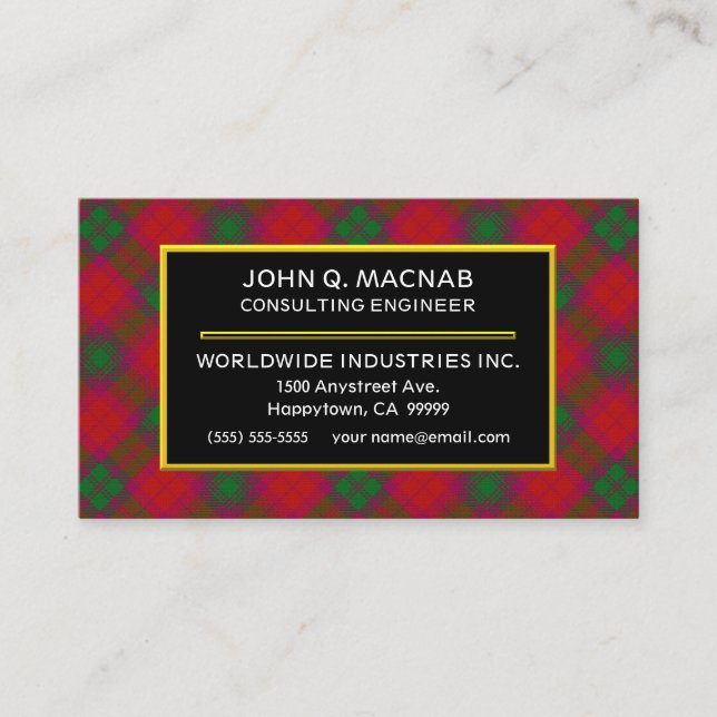 Scottish Clan MacNab Tartan Plaid Business Card (Front)