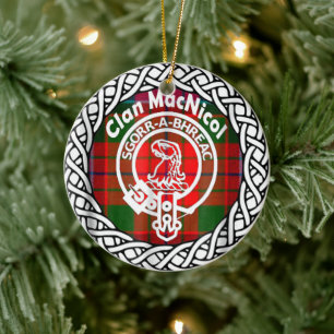 Scottish Clan MacNicol Tartan and Crest Ceramic Tree Decoration