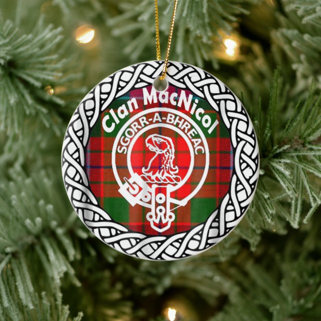 Scottish Clan MacNicol Tartan and Crest Ceramic Tree Decoration (Tree)