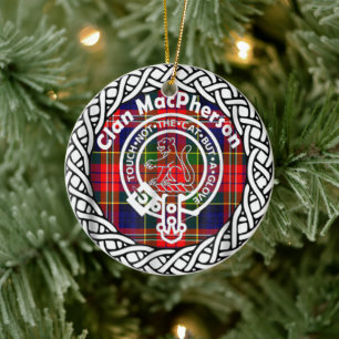 Scottish Clan MacPherson Tartan and Crest Ceramic Tree Decoration