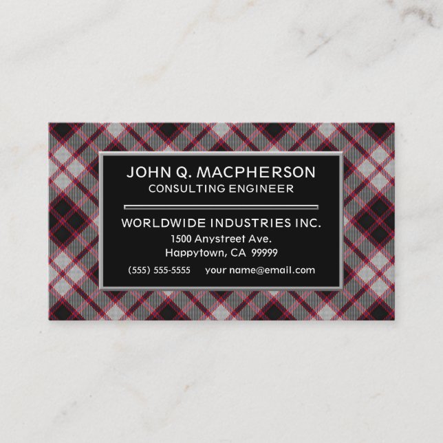 Scottish Clan MacPherson Tartan Plaid Business Card (Front)