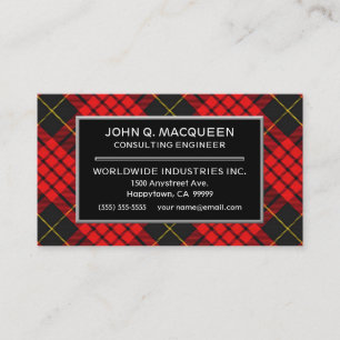 Scottish Clan MacQueen Tartan Plaid Business Card
