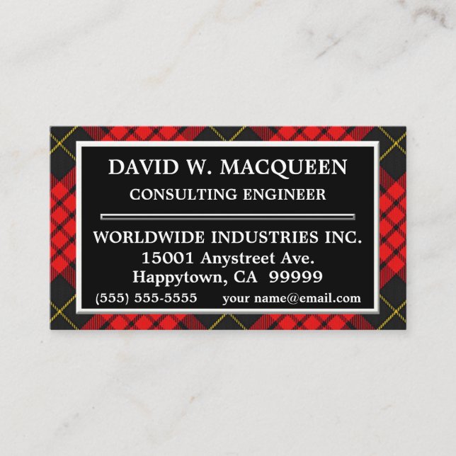 Scottish Clan MacQueen Tartan Plaid Business Card (Front)