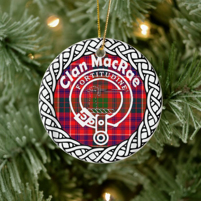 Scottish Clan MacRae Tartan and Crest Ceramic Tree Decoration (Tree)