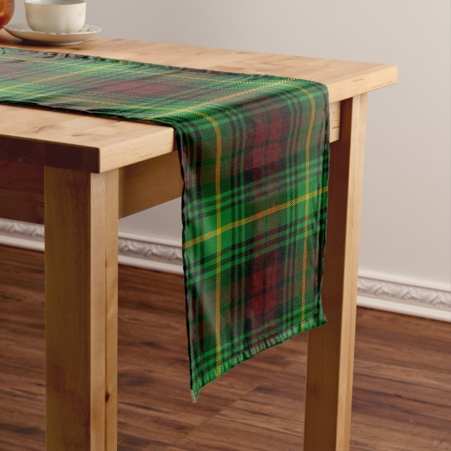 Scottish Clan Martin Tartan Plaid Long Table Runner (In Situ)