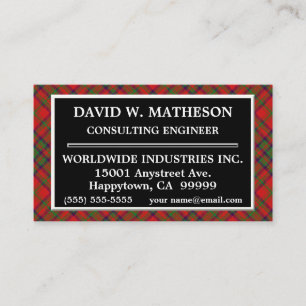 Scottish Clan Matheson Tartan Plaid Business Card