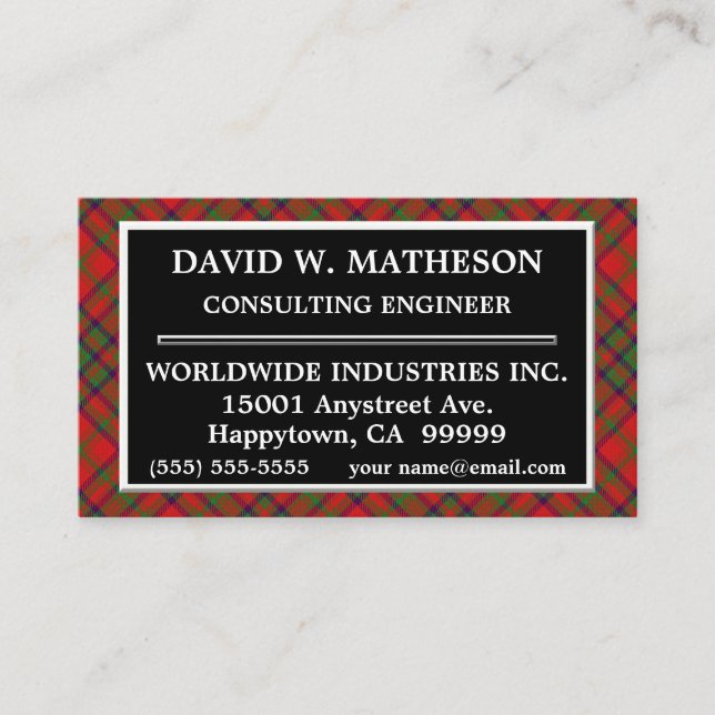 Scottish Clan Matheson Tartan Plaid Business Card (Front)