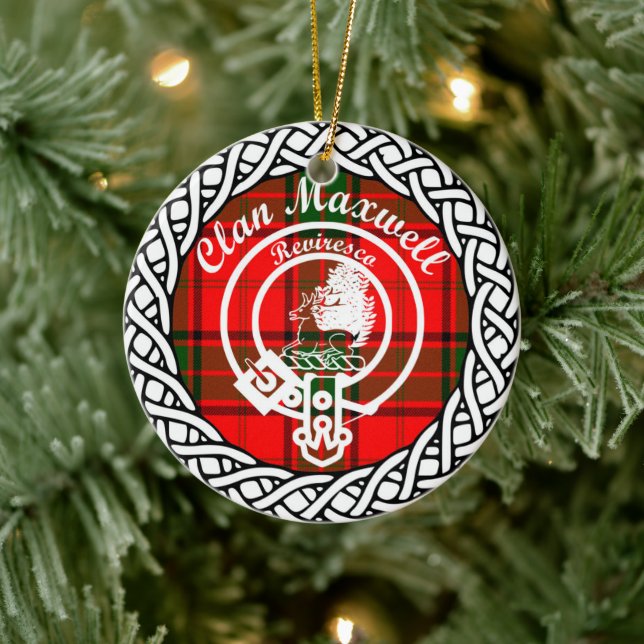 Scottish Clan Maxwell Tartan and Crest Ceramic Tree Decoration (Tree)