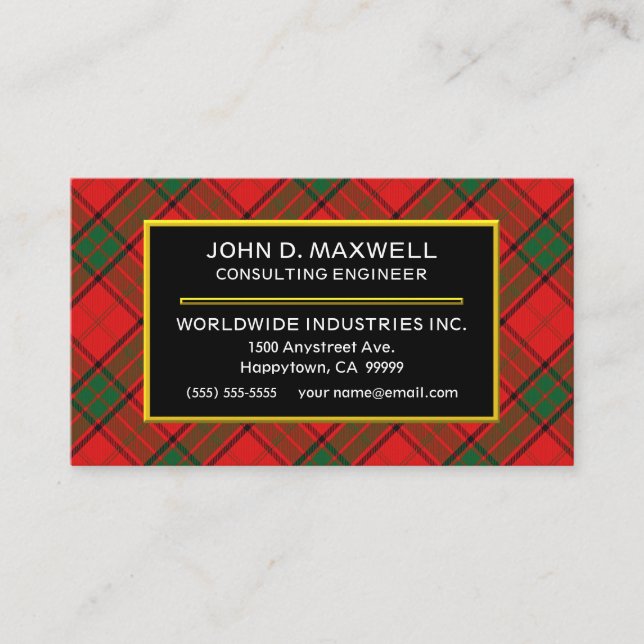 Scottish Clan Maxwell Tartan Plaid Business Card (Front)