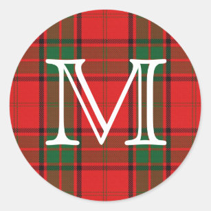 Scottish Clan Maxwell Tartan With Monogram Classic Round Sticker