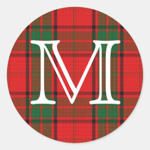 Scottish Clan Maxwell Tartan With Monogram Classic Round Sticker