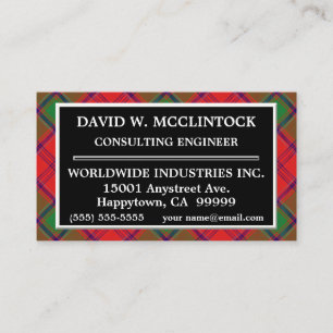 Scottish Clan McClintock MacClintock Tartan Plaid Business Card
