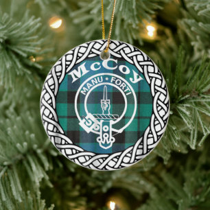 Scottish Clan McCoy Tartan and Crest Ceramic Tree Decoration