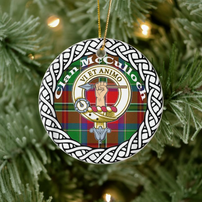 Scottish Clan McCulloch Tartan and Crest Ceramic Tree Decoration (Tree)