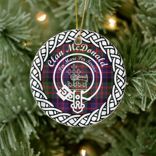 Scottish Clan McDonald Tartan and Crest Ceramic Tree Decoration (Tree)