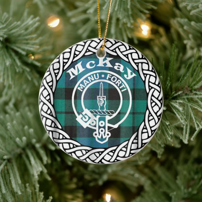 Scottish Clan McKay Tartan and Crest Ceramic Tree Decoration (Tree)