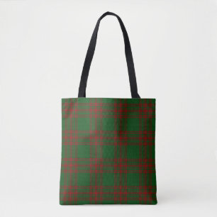 Scottish Clan Menzies Green Red Tartan Plaid Tote Bag