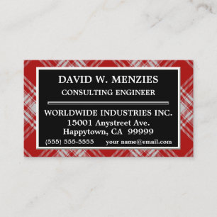 Scottish Clan Menzies Red and White Tartan Plaid Business Card