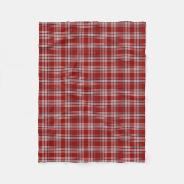 Scottish Clan Menzies Red White Classic Tartan Fleece Blanket (Front)