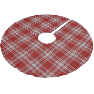 Scottish Clan Menzies Red White Tartan Brushed Polyester Tree Skirt