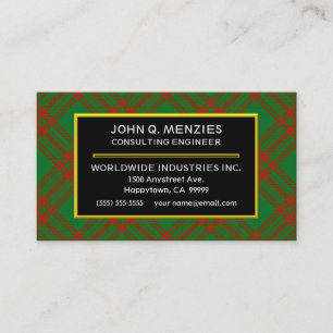 Scottish Clan Menzies Tartan Plaid Business Card