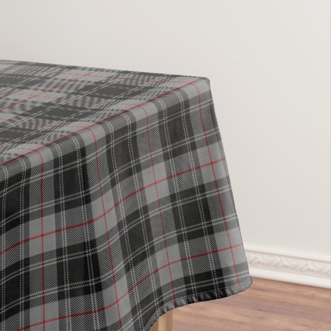 Scottish Clan Moffat Grey Black Red Tartan Tablecloth (In Situ)