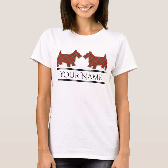 Scottish Clan Morrison Tartan Scottie Dogs T-Shirt (Front)